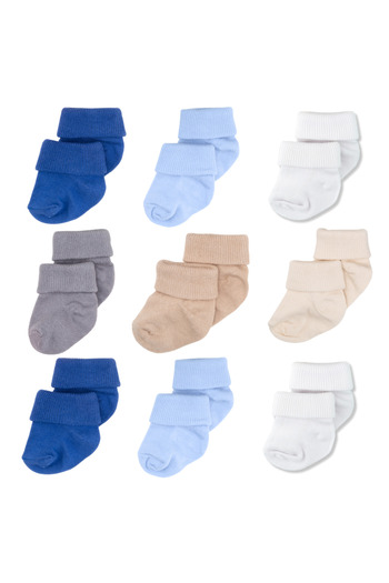 Novibaby 9 Pack Bamboo Newborn Baby Socks, Girls Boys Socks, White Ecru Pink Multicolor