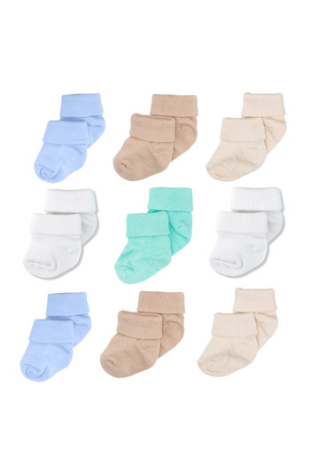 Novibaby 9 Pack Bamboo Newborn Baby Socks, Girls Boys Socks, White Ecru Pink Multicolor