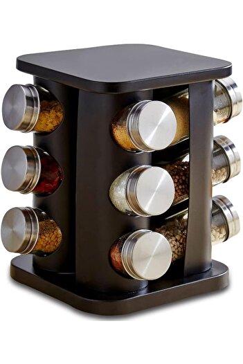 NEXIFY Revolving Spice Rack Organizer with 12 Jars, Countertop Spice Seasoning Rack Tower with 12 Glass Jar