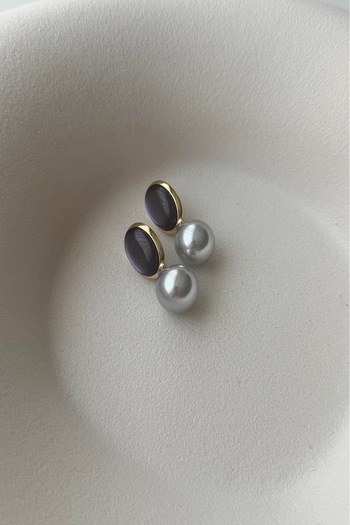 Orvix Accessories Non-Decayable Steel Anthracite Bonibon Women's Earrings Evening Earrings Summer Earrings Design Earrings Mother Earrings