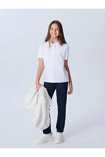 LC Waikiki Lcw Kids White Polo Neck Girl's T-Shirt