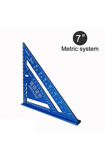 choice2 blue-metric New 7Inch Triangle Ruler Measurement Tool Aluminium Alloy Carpenter Tools Inch Metric An