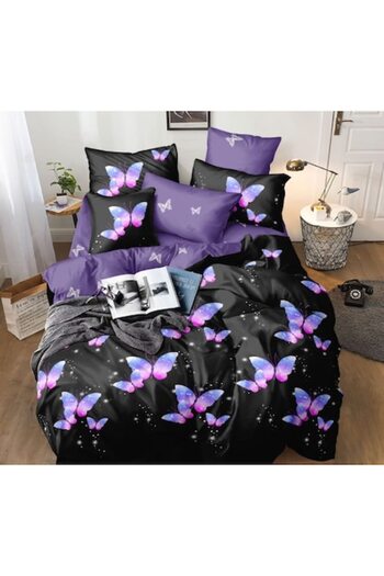 JOJO HOME Lenjerie de Pat Bumbac Finet, 1 Persoana, 4 Piese 155 x 230 cm Multicolor