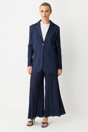 Ghisa Mono Collar Suit Dark Blue