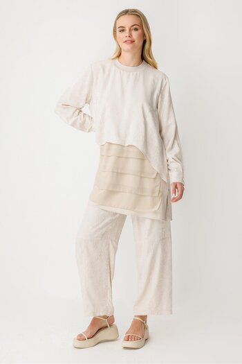 Ghisa Chiffon Fabric Mixed Suit Stone
