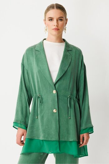 Ghisa Chiffon Fabric Mixed Suit Green