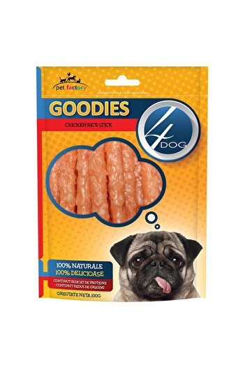 Goodies Recompense pentru caini Chicken Rice Sticks 100 gr, 4Dog