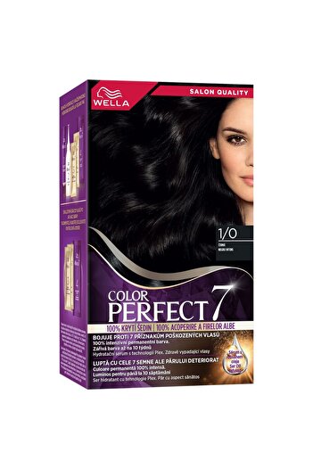 Wella Vopsea de par permanenta Color Perfect 1/0 Negru Intens, 135ml