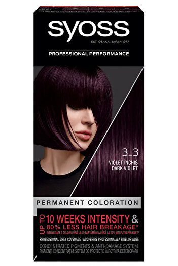 Syoss Vopsea pemanenta Color Baseline 3-3 Violet Inchis, 115 ml