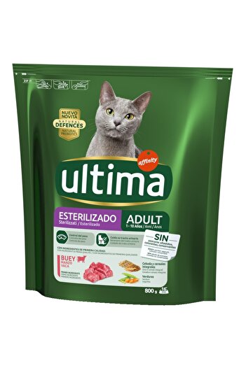 ULTIMA Dry cat food Adult Sterilized, with beef, 800g