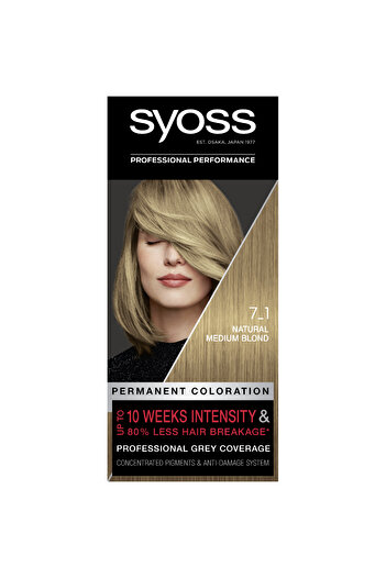 Syoss Color Baseline 7-1 Medium Blonde Permanent Hair Dye, 115 ml