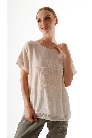 shE tekstil Starry Sequined Linen Blouse