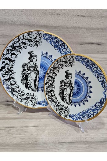 FERMATO 12 Piece Porcelain Cake and Serving Plate Set for 6 People Artemis Series
