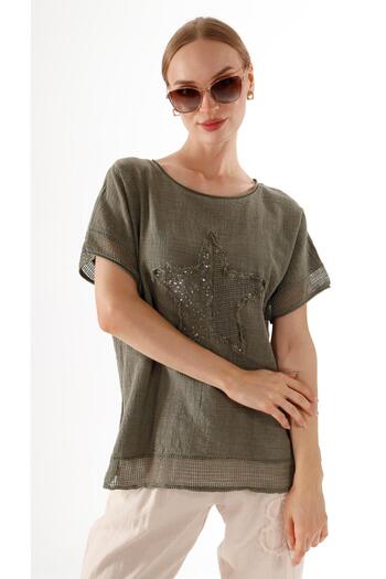 shE tekstil Starry Sequined Linen Blouse