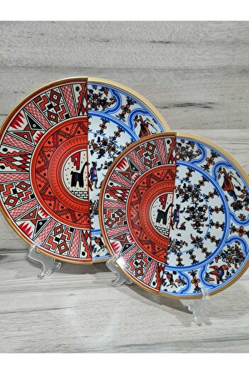 FERMATO 12 Piece Porcelain Cake and Serving Plate Set for 6 People Nora Series