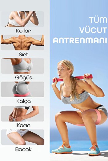 Telvesse 8li GİGA SET 25+35+45 KG + 5Li Pilates Direnç Bandı Barfiks Lastiği Loop Band Mavi Ton