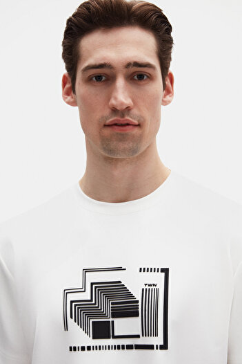 Twn Relaxed Fit Ecru Plain T-Shirt