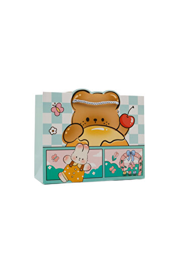repro design 24x20 Картонна подарункова сумка з шнурком – Мила кольорова дитяча сумка для вечірок з фігурками 1 шт. Модель: 12
