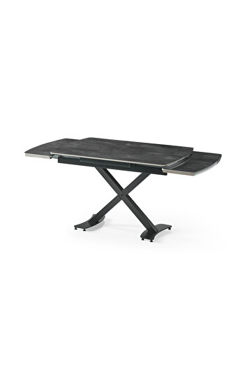 DENGEMA Diamond Açılır Masa Takımı – Siyah Mermer - Siyah Metal Ayak, 4 Sandalyeli, 80x120/180 cm