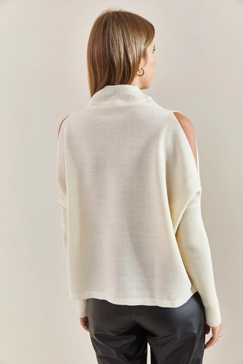 Bianco Lucci Women's Half Turtleneck Off-the-Shoulder Knitwear Sweater