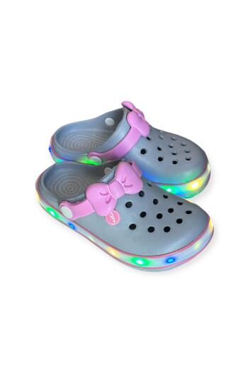 AkınalBella Female Child Gray Bow Light Sole Indoor Slippers Sandals