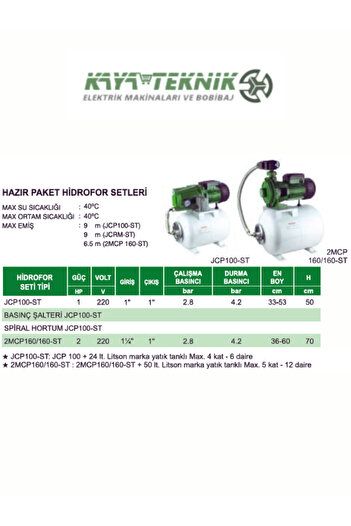 Atlantis HİDRAFOR SETİ JCP100-ST 1 HP 220 VOLT