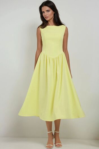 Hiccup Rochie midi premium cu decolteu cu volan