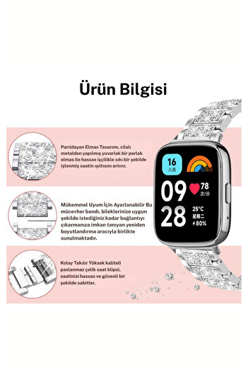 PSGT Akıllı Saat Elmas Bantları Xiaomi Redmi Watch 5 Active/Lite ile Uyumlu Kordon Kayış