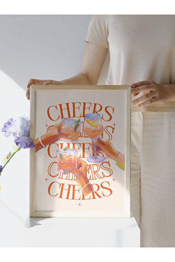 studio duha Cheers Poster – Wall Poster Illustration Modern Design Bar Decor Goblet Celebration Frameless Poster