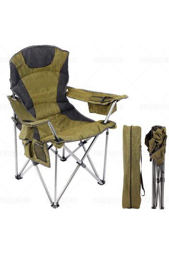 SKY TOUCH SKY-TOUCH Portable Foldable Camping Chair with Armrests, Storage Pockets & Cup Holders – Sturdy &