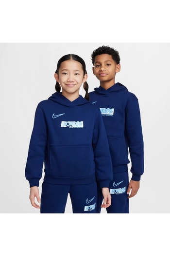 Nike Erling Haaland Club Fleece unisex Παιδικό μπλε φλις σετ με μπλουζάκι και παντελόνι