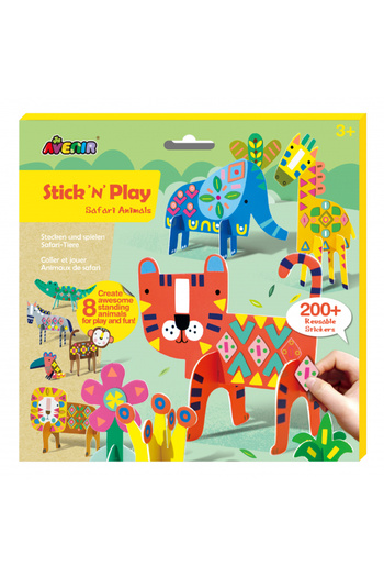 AVENİR Creative game Stick N Play with 3D scenes and repositionable stickers - Safari Animals