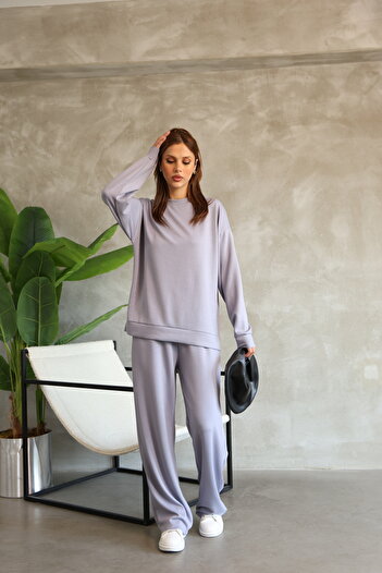 sportiness Σετ φόρμας από ύφασμα Oversize Crew Neck Wide Leg Modal