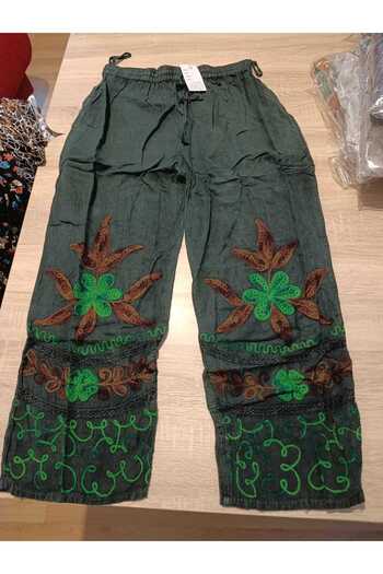 anne moda ankara Size 36-38 Compatible, Seasonal, Embroidered, 2 Pockets, Wide Leg, Trousers
