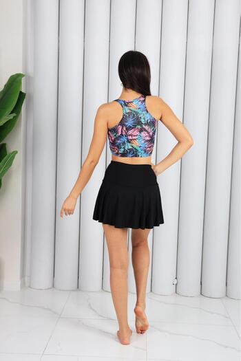 yessir Crop Swimsuit Suit with Skirt