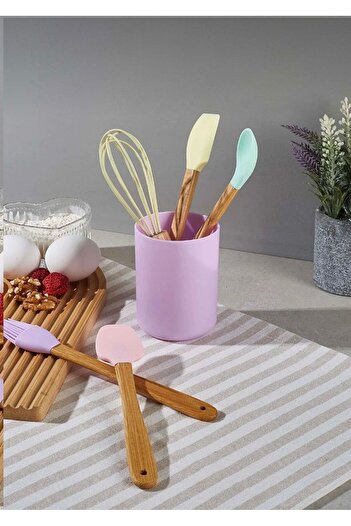 PİNK DESİGN KİTCHEN 5-Piece Silicone Kitchen Set with Bowl