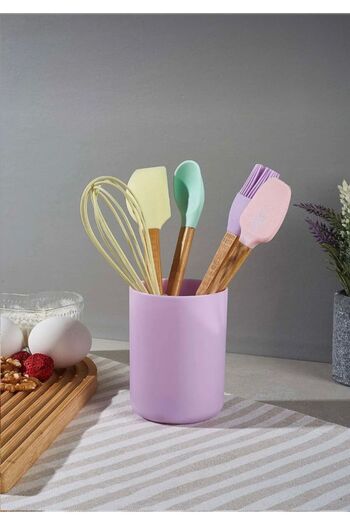PİNK DESİGN KİTCHEN 5-Piece Silicone Kitchen Set with Bowl