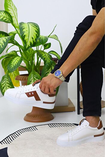 TAZELER.SHOES Λευκά και μαύρα ανδρικά παπούτσια Sneaker New Season Ορθοπεδική Άνετη ραμμένη σόλα
