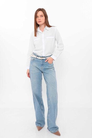 MYA Women's Pocket Detailed Long Sleeve Basic Shirt