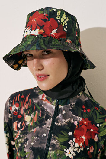 Manuka Shawl Detail Bucket Hat Dark Garden