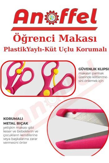 Anoffel 1 Piece Colorful Children's Scissors Spring Protected Scissors Plastic Scissors Blunt Tip