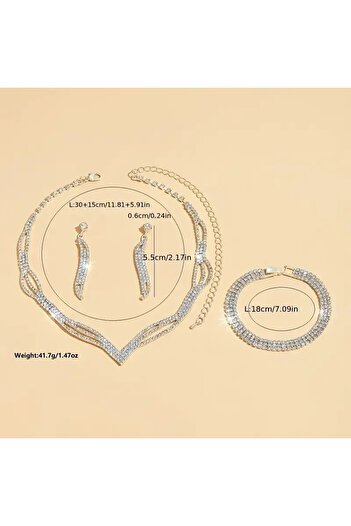iyzi Sik Stone Jewelry Set for Women - Necklace, Earrings, Bracelet, Engagement and Engagement |   Daily Use