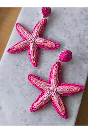 VOBEEYKU Starfish Dangle Straw Earrings
