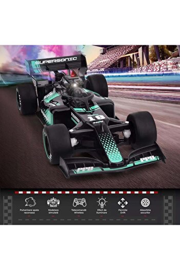 Timebox Remote control car F1 racing RC, , Drift car, 10km/h, LED lights and spray effect, 1:18 toy for chil