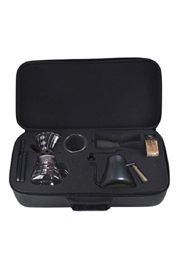 COOYA Drip Coffee Maker Set With Travel Bag Black 7Pcs Camping Coffee Marker Coffee Machine Filter