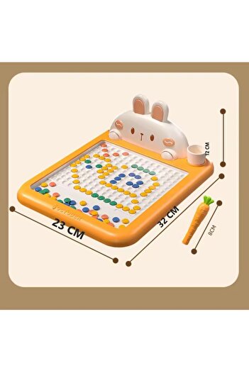 TİNEKE HOME Manyetik Kodlama Oyuncağı Çizim Tahtasında Boncuk Havuç Kalem Montessori Erken eğitim Tableti Tavşan