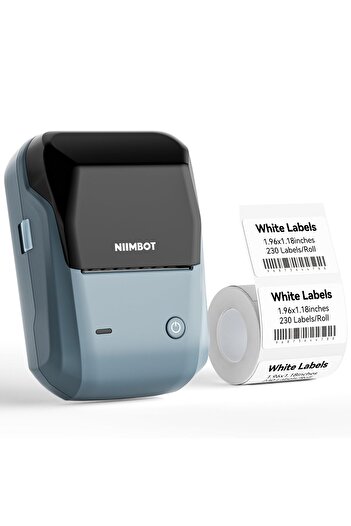 NiiMbot طابعة ملصقات محمولة B1، مقاس 2 بوصة، للاستخدام المنزلي والمدرسة والأعمال والهواتف/الكمبيوتر الشخصي، لون أزرق رمادي