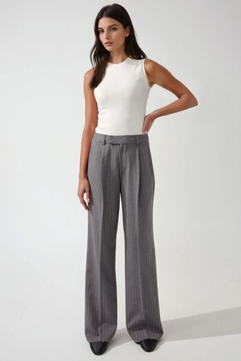 Hiccup Pleated Striped Straight Leg Trousers