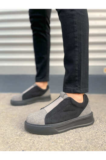 Joy Ayakkabı Jy007 Alba Laceless Suede Men's Casual Sneaker Shoes Sst Gray/Black