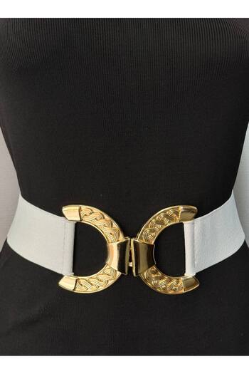 Kemerix Women's Gold Buckle Elastic Waist Belt Corset